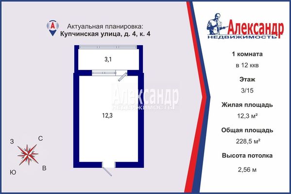 Продам комнату в 12-комн. квартире, Купчинская ул, 4к4, Санкт-Петербург г