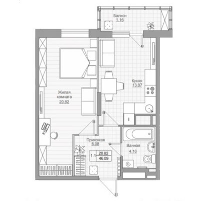 Продам однокомнатную (1-комн.) квартиру, Теплых встреч ул, 5, Усады с