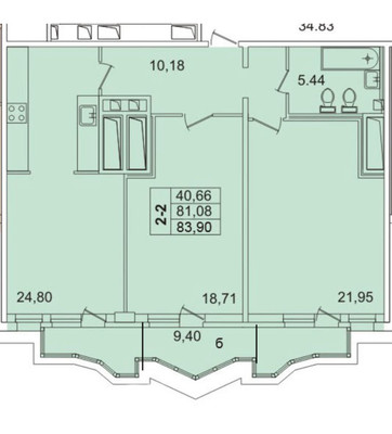 Продам двухкомнатную (2-комн.) квартиру, Просвещения пр-кт, 43, Санкт-Петербург г