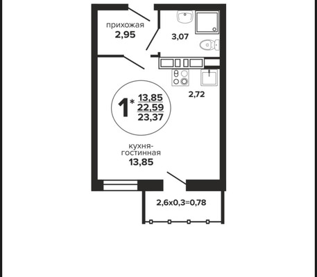 Продам однокомнатную (1-комн.) квартиру, Российская ул, 2573к7, Краснодар г