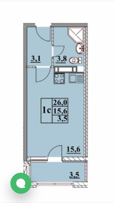Продам однокомнатную (1-комн.) квартиру, Парковая ул, 61к4, Анапа г