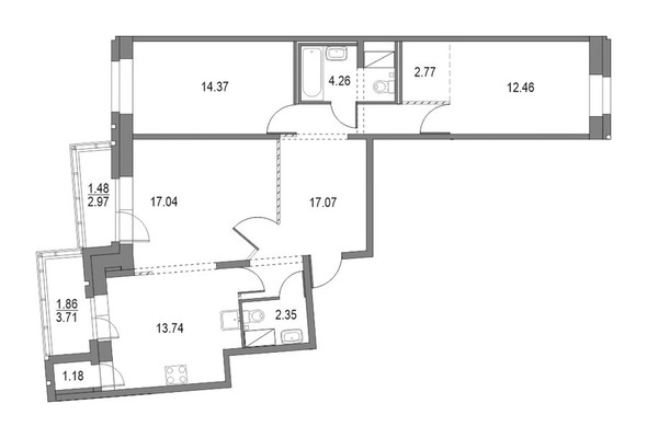 Продам трехкомнатную (3-комн.) квартиру, Коломяжский пр-кт, 11, Санкт-Петербург г