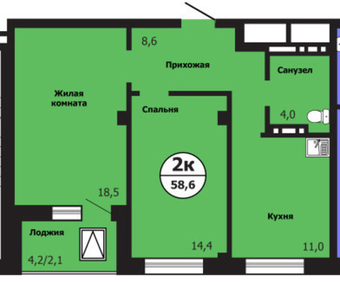 Продам двухкомнатную (2-комн.) квартиру, Лесников ул, 49, Красноярск г
