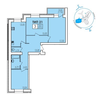 Продам трехкомнатную (3-комн.) квартиру, Колхозная ул, 16, Сыктывкар г