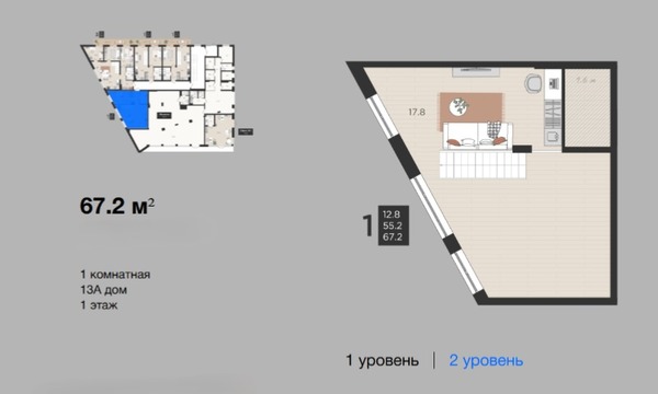 Продам однокомнатную (1-комн.) квартиру (долевое), Васильковая ул, 13А, Малое Васильково п