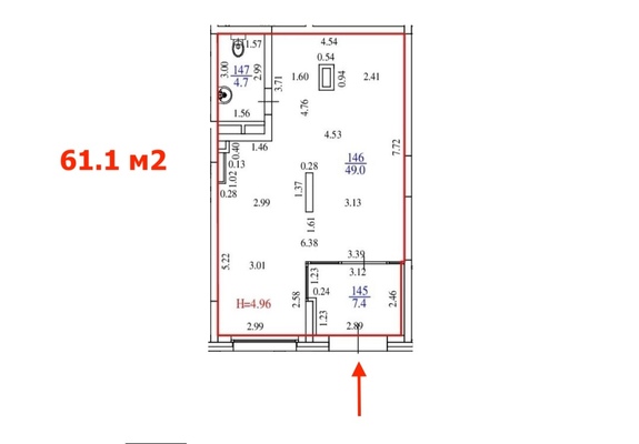 Сдам коммерческое помещение 61,1 м2, Печатников ул, 1, Екатеринбург г
