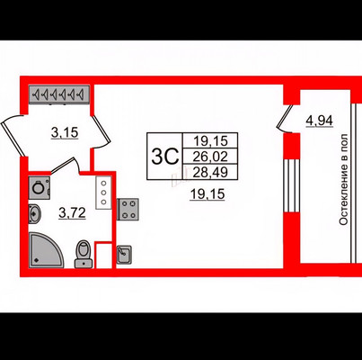 Продам однокомнатную (1-комн.) квартиру (долевое), Кубинская ул, Санкт-Петербург г