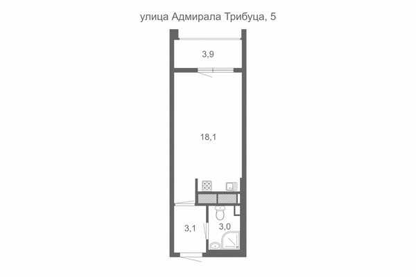 Продам однокомнатную (1-комн.) квартиру, Адмирала Трибуца ул, 5, Санкт-Петербург г