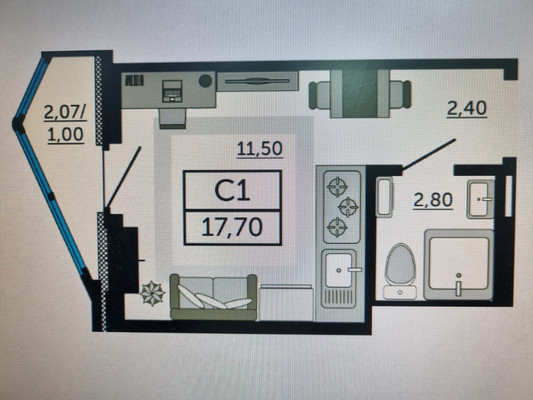 Продам однокомнатную (1-комн.) квартиру, Космонавтов пр-кт, 1в, Ростов-на-Дону г