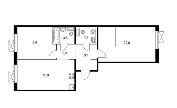 Продам двухкомнатную (2-комн.) квартиру, Усадебный Парк ул, 1, Филимонковское п