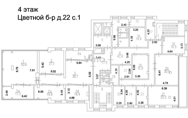 Сдам офисное помещение 474,8 м2, Цветной б-р, 22 1, Москва г