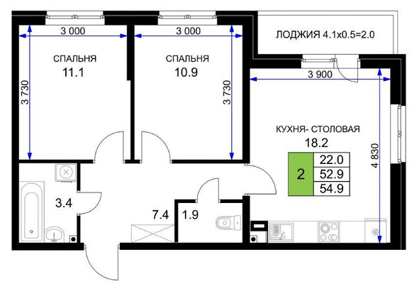 Сдам двухкомнатную (2-комн.) квартиру, им. Героя Ростовского ул, 8к6, Краснодар г
