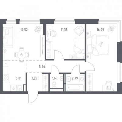Продам двухкомнатную (2-комн.) квартиру (долевое), Горки Ленинские рп