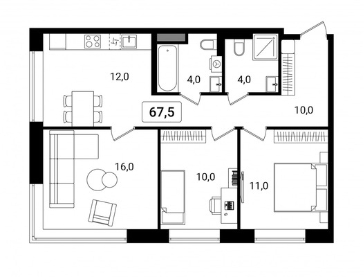 Продам трехкомнатную (3-комн.) квартиру, Зорге ул, 9ак1, Москва г