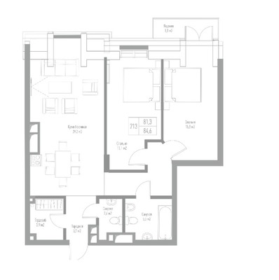 Продам двухкомнатную (2-комн.) квартиру, Октябрьская ул, 12к1, Калининград г