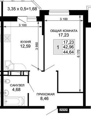 Продам однокомнатную (1-комн.) квартиру, Ростовская ул, 30/7к1, Краснодар г