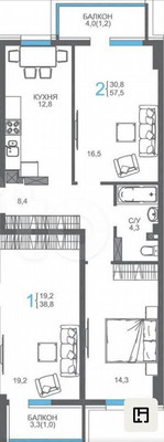 Продам двухкомнатную (2-комн.) квартиру, 51-й Армии ул, 124, Симферополь г