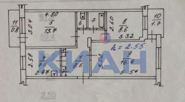 Продам трехкомнатную (3-комн.) квартиру, Металлургов пр-кт, 2А, Красноярск г