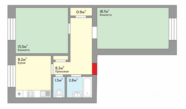 Продам двухкомнатную (2-комн.) квартиру, Коммунаров ул, 237, Краснодар г