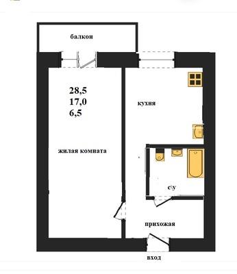 Продам однокомнатную (1-комн.) квартиру, Кронштадтская ул, 4а, Пенза г
