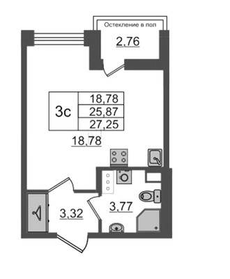 Продам однокомнатную (1-комн.) квартиру (долевое), Обуховской Обороны пр-кт, Санкт-Петербург г