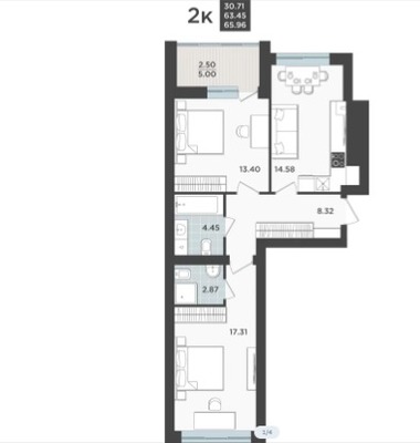 Продам двухкомнатную (2-комн.) квартиру, Арсенальная ул, 31к2, Калининград г