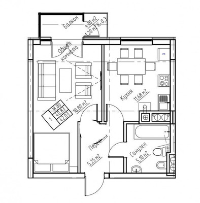 Продам однокомнатную (1-комн.) квартиру, Октябрьская ул, 12к2, Калининград г