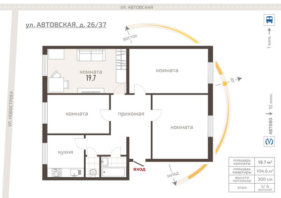 Продам комнату в 4-комн. квартире, Автовская ул, 26/37, Санкт-Петербург г