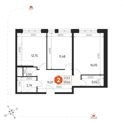 Продам двухкомнатную (2-комн.) , Заводская ул, 45к10, Некрасовский рп