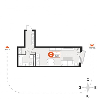 Продам однокомнатную (1-комн.) квартиру (долевое), Фрунзе (Сходня мкр.) ул, 30, Химки г