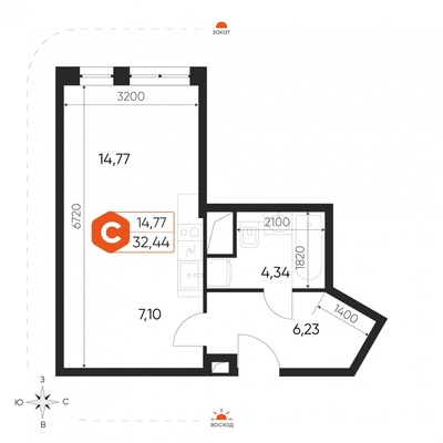Продам однокомнатную (1-комн.) , Заводская ул, 45к10, Деденево рп