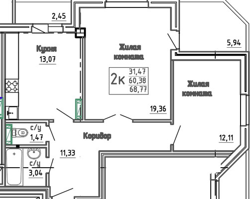 Продам двухкомнатную (2-комн.) квартиру, Курчатова пр-кт, 45, Волгодонск г