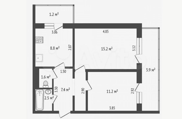 Продам двухкомнатную (2-комн.) квартиру, Звездная ул, 47, Туапсе г