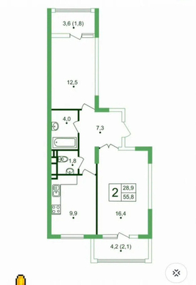 Продам двухкомнатную (2-комн.) квартиру, Крымской весны ул, 13к1, Мирное с