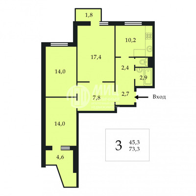Продам трехкомнатную (3-комн.) квартиру, Варшавское ш, 143к2, Москва г