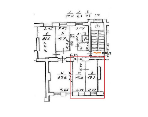 Продам 2-комн. в 5-комн. квартире, Подъездной пер, 17, Санкт-Петербург г