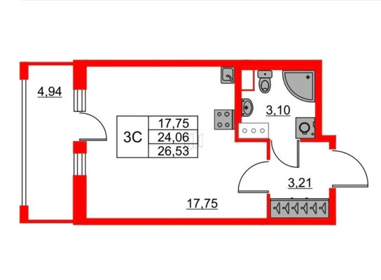 Продам однокомнатную (1-комн.) квартиру (долевое), Новосаратовка д