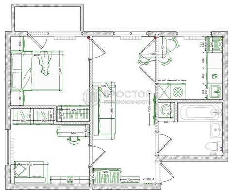 Продам двухкомнатную (2-комн.) квартиру, Мукомольный проезд, 7к2, Москва г