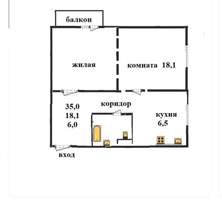 Продам однокомнатную (1-комн.) квартиру, Экспериментальная ул, 14, Пенза г