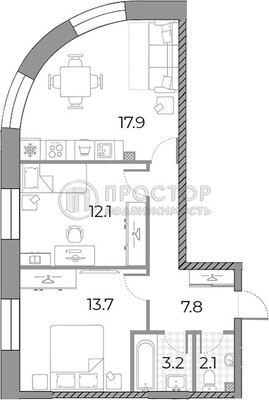 Продам двухкомнатную (2-комн.) квартиру, Архитектора Щусева ул, 5к2, Москва г