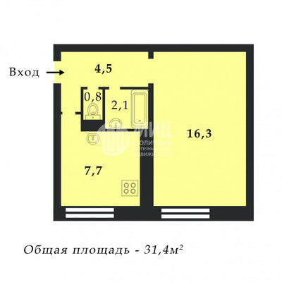 Продам однокомнатную (1-комн.) квартиру, Молодежная ул, 7, Подольской машинно-испытательной станции п
