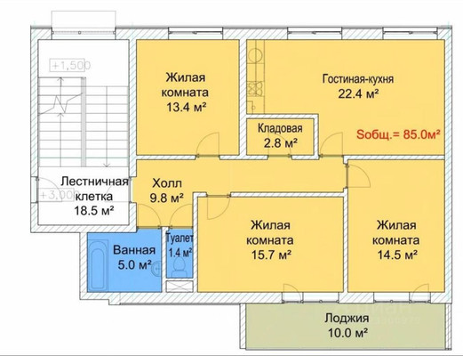 Продам трехкомнатную (3-комн.) квартиру, Мечты (Белые Столбы мкр.) ул, 26к4, Домодедово г