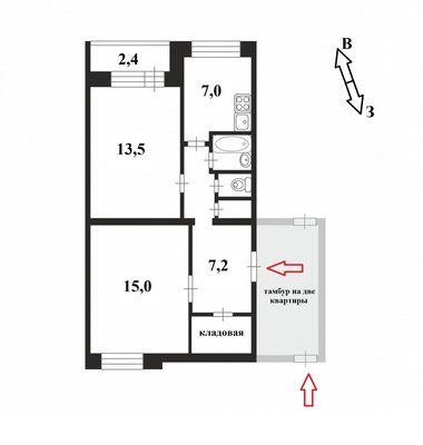 Продам двухкомнатную (2-комн.) квартиру, Науки пр-кт, 4к1, Санкт-Петербург г