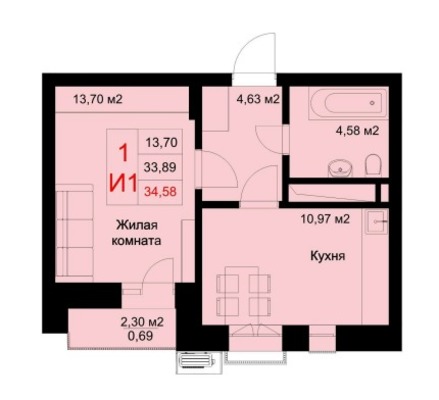 Продам однокомнатную (1-комн.) квартиру (долевое), Тан ул, Казань г