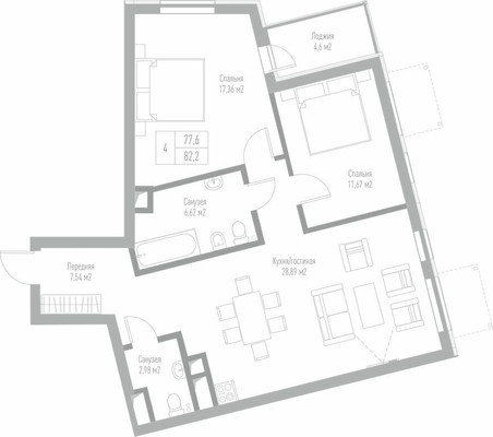 Продам двухкомнатную (2-комн.) квартиру, Октябрьская ул, 12, Калининград г