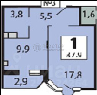 Продам однокомнатную (1-комн.) квартиру, Сосновая ул, 4, Полтево д