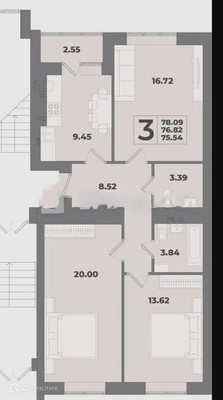 Продам трехкомнатную (3-комн.) квартиру, Флагманская ул, 3, Калининград г