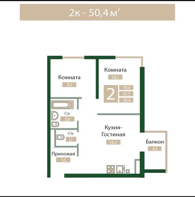 Продам двухкомнатную (2-комн.) квартиру, Парковая ул, 22, Молодежное пгт