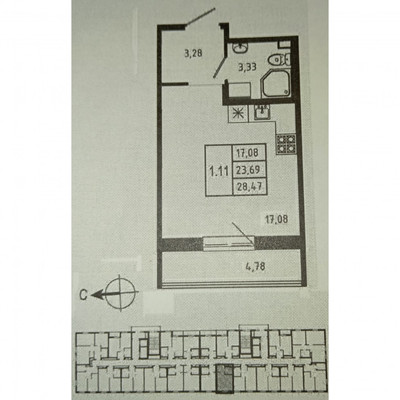 Продам однокомнатную (1-комн.) квартиру, Тихая ул, 9к5, Бугры п