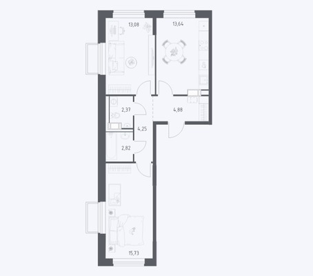 Продам двухкомнатную (2-комн.) квартиру, 3-й туп, 6к4, Мирный п